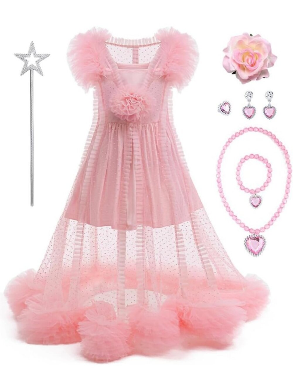 Girls Pink Witch Costume - 2 Piece Set for Halloween Dress-Up & Parties